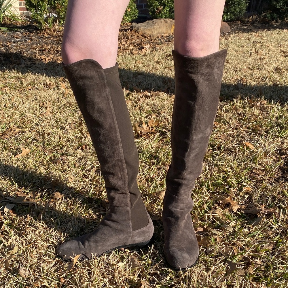 Stuart Weitzman Gray Stretch Suede Over the Knee Boots Size 7